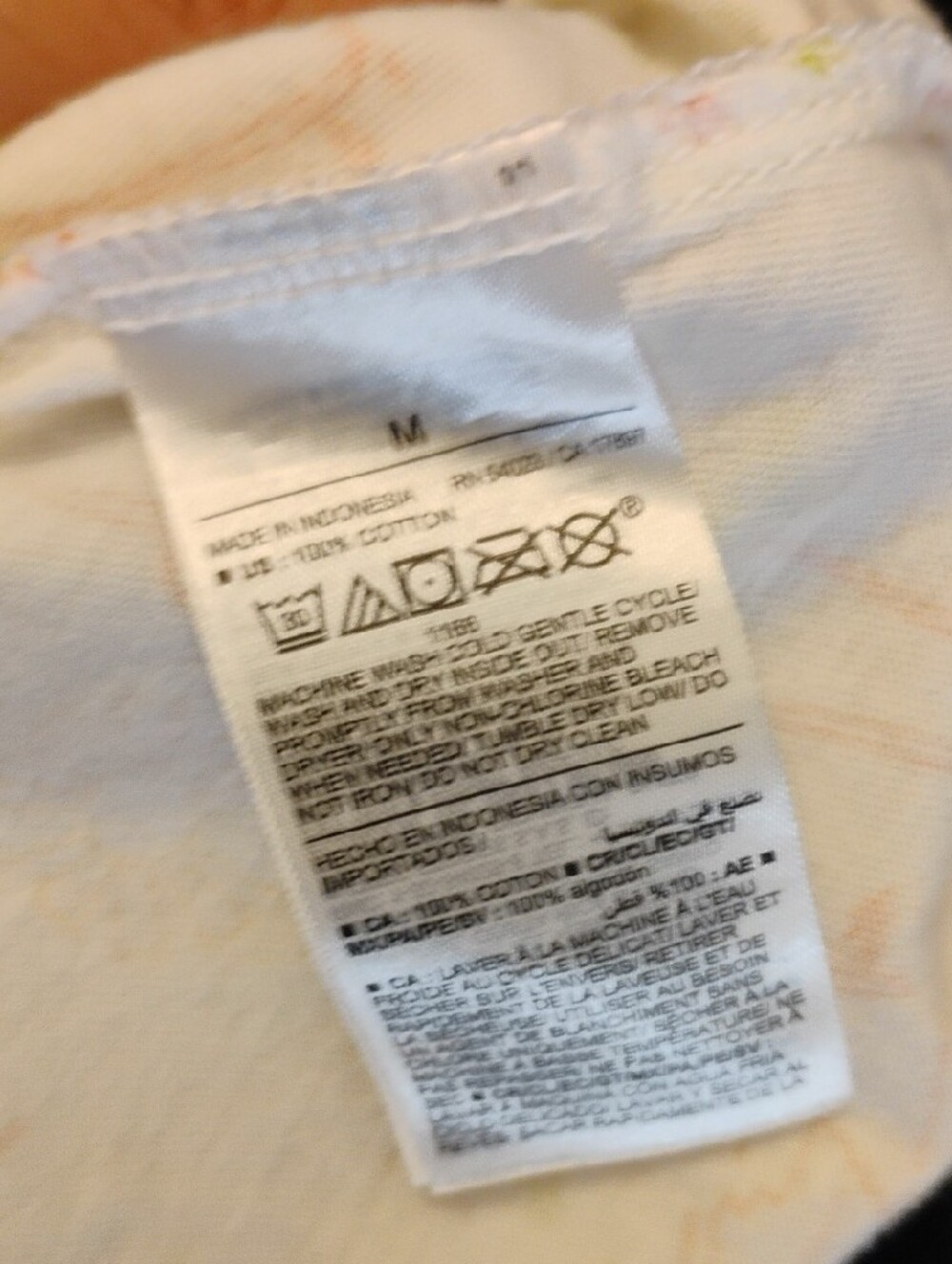 Old Navy White Short-Sleeve Tee with Orange and Light Green Tropical Print - Picture 6 of 6